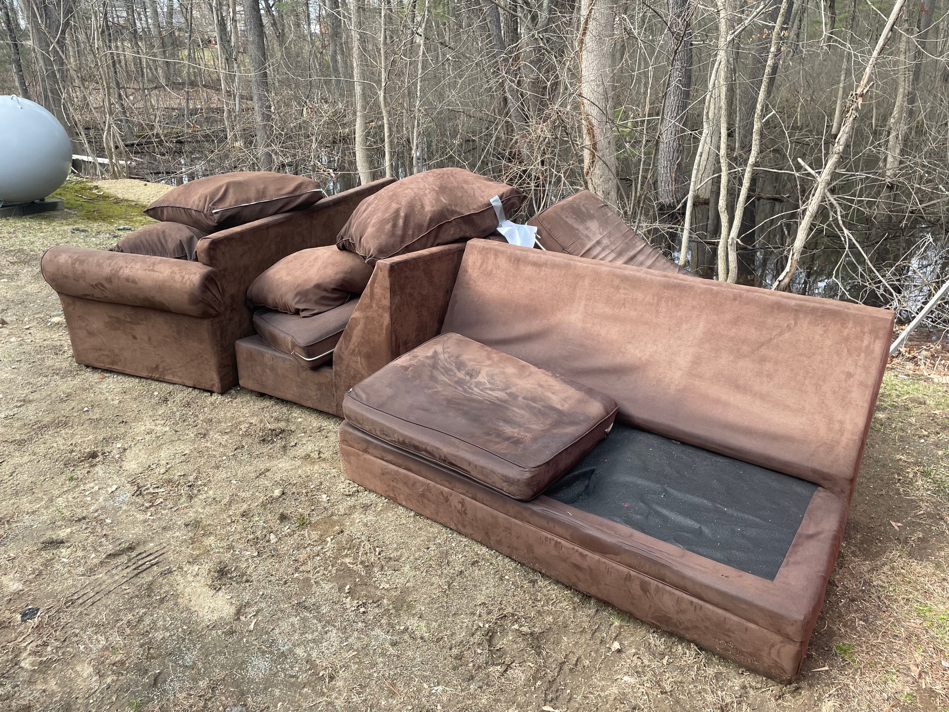 Project Illegally Dumped Sectional Couch Removed Near Wooded Area in Hudson NH image