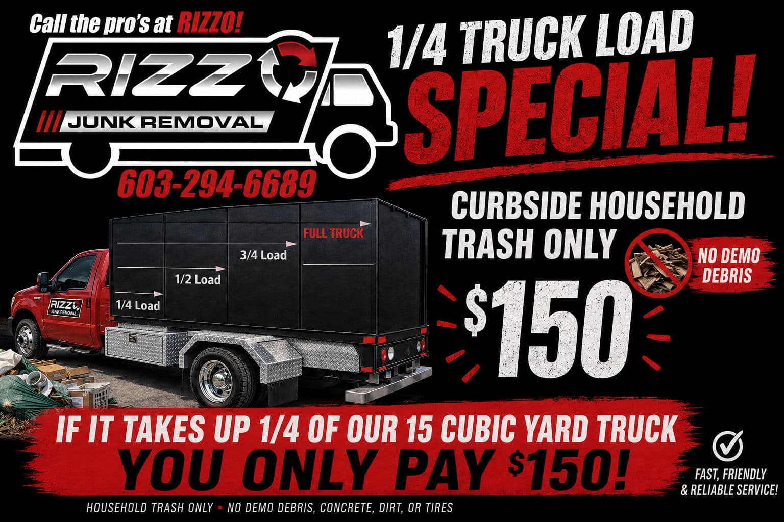 Rizzo Junk Removal's $150 Quarter Truckload Curbside Special image