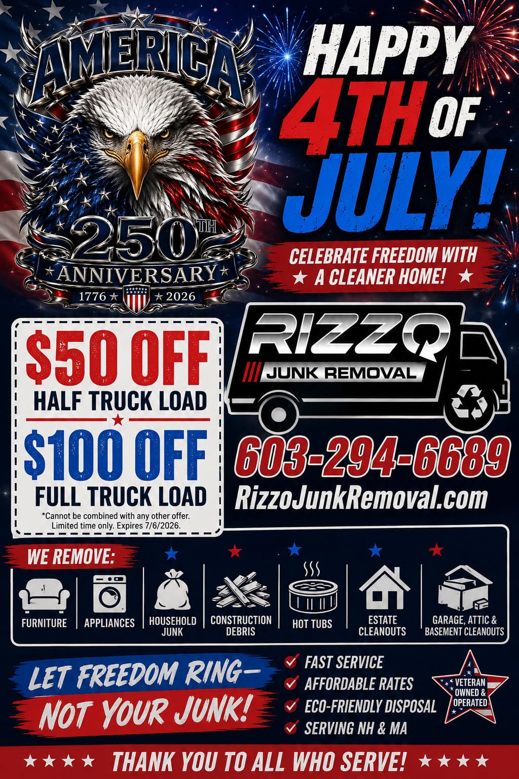 Rizzo Junk Removal Is Celebrating the 4th With Big Savings image